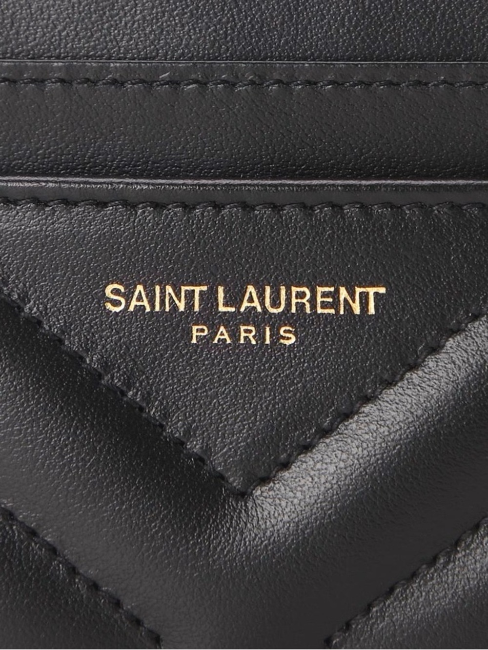 Saint Laurent Joan Black Card Case In Quilted, Chevron Calfskin Leather w/ CoA - Picture 4 of 13
